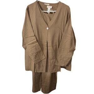 Roaman’s women’s 100% silk 3-piece outfit set tank, pants, cardigan NWT size 80